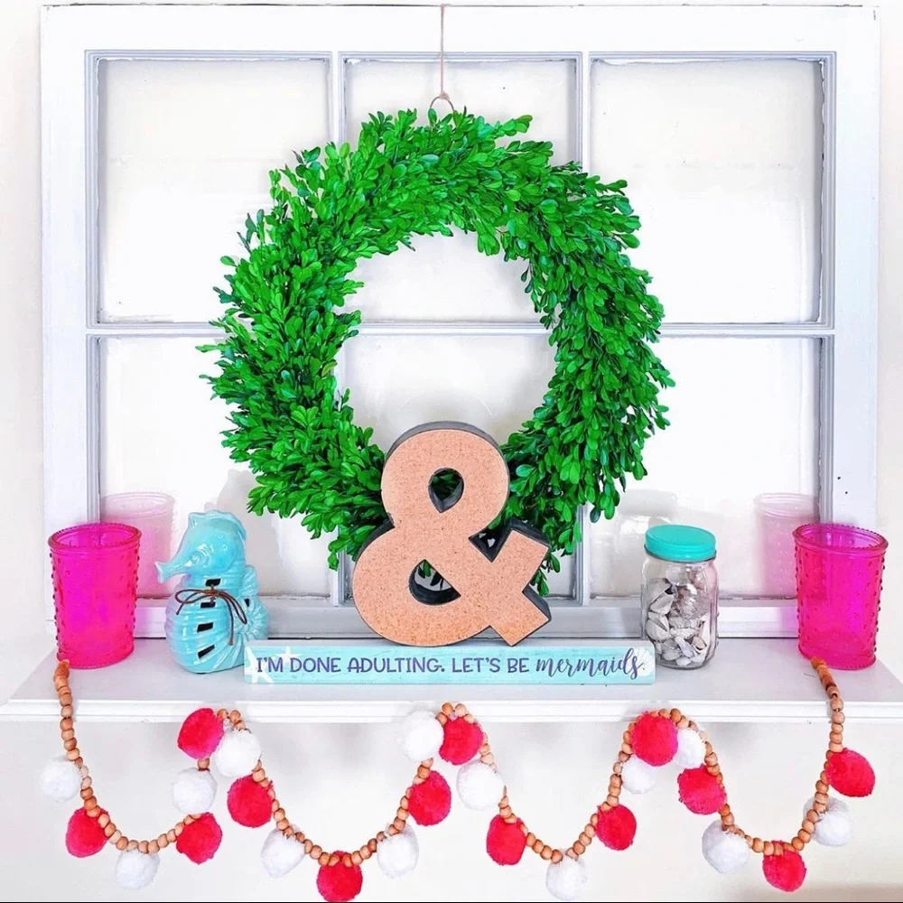 Pink & White Anthropologie Pom Pom Garland